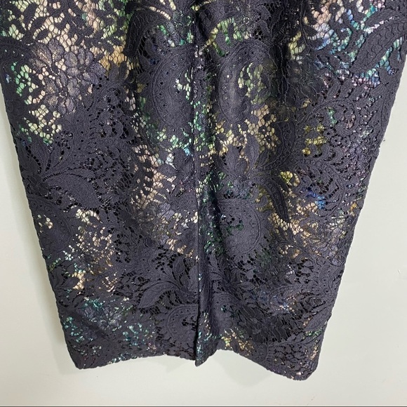 Theia Navy Lace Multi Mermaid Rainbow Color Cocktail Dress 882878 Sz 4 - Picture 7 of 9